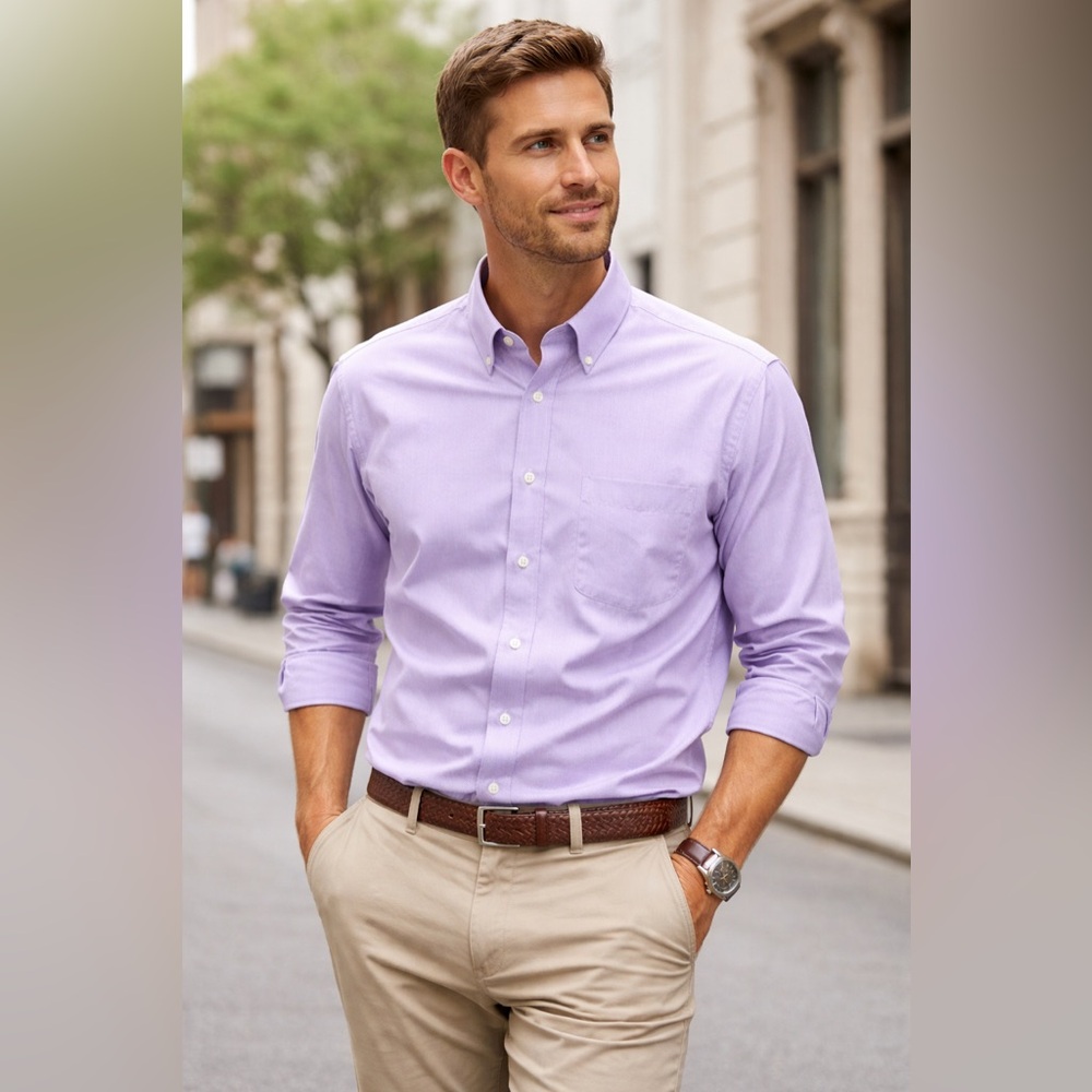 Chaps Men’s Lavender Wrinkle Free Dress Shirt NWT, Size 16.5 34/35 (Large)
